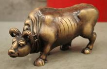 Frete grátis s03266 8 estátua de arte de animal em bronze puro chinês escultura de bovino 2024 - compre barato