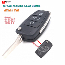 Keyecu Smart DIY Upgraded Flip Remote Car Key Fob 3 Button 433MHz ID48 for Audi 4D0 837 231 K / 4D0 837 231 R Optional 2024 - buy cheap