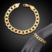 Classic Curb Bracelet  Yellow Gold Filled Solid Bracelet For Men 8.6in 2024 - buy cheap