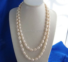 Collar largo de perlas de agua dulce de arroz blanco de 50 "14 MM 2024 - compra barato