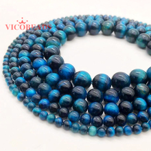 Natural Stone Blue Zircon Tiger Eye Round Beads 4 6 8 10 12 MM DIY bracelet Necklace For Jewelry Making Wholesale 2024 - buy cheap