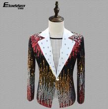 men suits designs masculino homme terno stage costumes for singers jacket men Multicolor sequins blazer dance star style dress 2024 - buy cheap