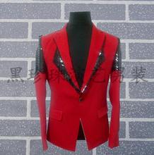 Moda de color rojo hombres trajes diseños Masculino Homme Terno trajes de escenario para cantantes blazer hombre lentejuelas Ropa de baile estilo chaqueta 2024 - compra barato