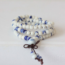Chinese Style Blue & white porcelain Ceramic Beads Bracelet Reiki Healing Prayer Chakra Buddha Strand Bracelets for Women 2024 - buy cheap