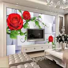 Papel tapiz personalizado 3 d para decoración del hogar, Mural 3 d para sala de estar, sofá, TV, rosas, imagen de pared de habitación, Beibehang 2024 - compra barato