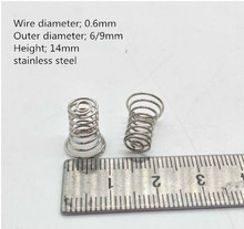 10 unidades de fio de mola de aço inoxidável diâmetro; 0.6mm, diâmetro exterior; 6/9mm, altura 14mm torre mola de bateria 2024 - compre barato