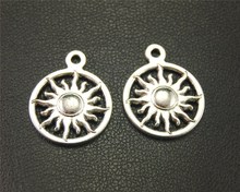 35pcs  Silver Color Round Sun Charms Pendants for Jewelry Making DIY Handmade Craft 20x16mm A1915 2024 - buy cheap
