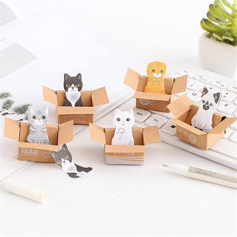 Creative Kawaii Cartoon Cat Box Sticky Notes Paper Memo Pad Planner Stickers Cute Stationery Office School Supplies Gift 2022 - buy cheap