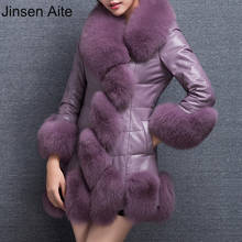 Jinsen Aite New Fashion Women Slim Warm Winter Faux Fur Coat Plus Size M-4XL Solid PU Leather Patchwork Fox Fur Outerwear JS398 2024 - buy cheap