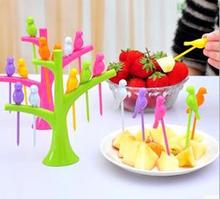Creative Cooking Tools Fashion Fruit Fork Set Cute Treetops Bracket Bird Fork for Fruit Eco-Friendly Cutlery Set 6 Fork / Set 2024 - buy cheap