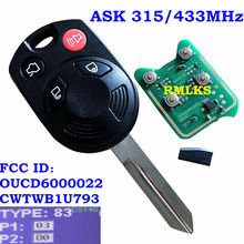 Combo de llave de cabeza remota de 4 botones para Ford 4D63, transmisor Fob sin llave de Chip de 80 bits HA OUCD6000022 /CWTWB1U793 315/433Mhz, nuevo 2024 - compra barato