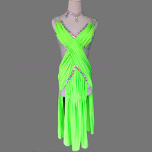 New latin style Sexy Senior Spandex Latin Dance Dress with Diamonds for Competition latin dance dress 2024 - buy cheap