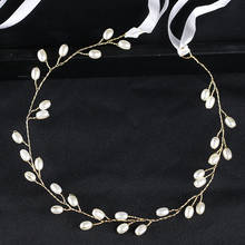 Gold Color Brief Pearl Headbands Wedding Hair Accessories Ribbon Handmade Bridal Hair Ornament For Women Girl's Hair Decoration 2024 - buy cheap
