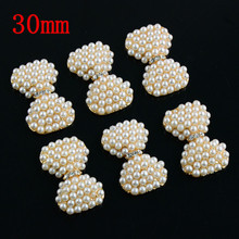 100 unids/lote de lazo de aleación de flores, botones de perlas de 30mm, lazo de diamantes de imitación dorados para accesorios para el cabello, envío gratis PJ16 2024 - compra barato