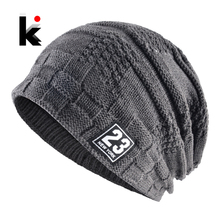 Winter Beanies Hat For Men Knitted Plaid Bonnet Caps Knit Double Layer Warm Touca Thick Skullies Velvet Gorros Mujer Invierno 2024 - buy cheap
