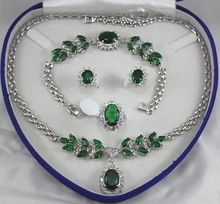 mujer  Nobility Lucky Women Fine jewelry green zircon White  Necklace Bracelet Earring Ring  Plated Fine moda 2024 - buy cheap