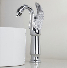 Chrome bathroom lavatory faucet swan design hot and cold single lever artistic high basin faucet sink mixer 2024 - buy cheap