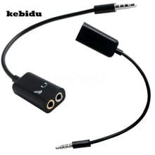 Kebidu-Divisor de entrada de micrófono y Cable de Audio, adaptador de auriculares hembra a 2 macho, 3,5mm 2024 - compra barato