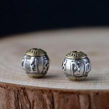 Handmade 925 Silver Tibetan Six Words Proverb Beads 925 Sterling Silver Jewelry Beads Tibetan OM Mantra Beads 2024 - buy cheap