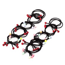 Korean 10Pcs Women Girls Black Elastic Hair Bands Scrunchy Ponytail Holders Red Cherry Lady Headwear Hair Accessories Rubber Gum 2024 - buy cheap