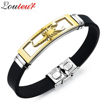 Louleur-pulsera del Zodíaco de escorpión de acero inoxidable para hombre, pulsera de goma de silicona ajustable, Pulseras de joyería para hombre 2024 - compra barato