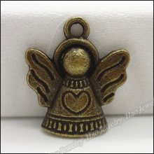 Pingente de anjo em bronze para pulseiras, 55 peças, vintage, antigo, fit, pulseiras, colar, faça você mesmo, jóias de metal 2024 - compre barato