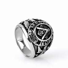 Anel masculino master mson freemason, anel prateado com símbolo maçônico de aço inoxidável 2024 - compre barato