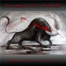 Top Artist Hand-painted Excellent Quality Black Bull Oil Painting On Canvas Black Angry Bull Oil Painting for Living Room 2024 - buy cheap