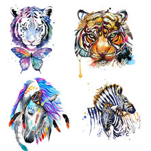 Desenhos animados animais tigre leão remendos aplicações de roupas transferência de roupas fusíveis decoração jeans adesivos diy camiseta impressão pvc e 2024 - compre barato