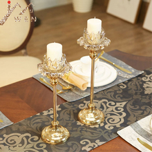 Candelabros de cristal de vidrio brillante para decoración del hogar, soporte romántico para velas de boda, centro de mesa 2024 - compra barato