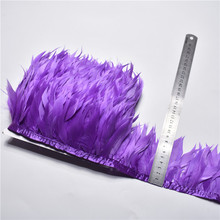 Cinta de plumas de pollo púrpura, flecos elegantes, 10cm de ancho, decoración artesanal, plumas de faisán para artesanías decorativas para boda 2024 - compra barato