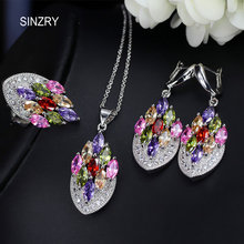 SINZRY NEW Cubic zirconia 3pcs jewelry sets trendy drop earring pendant necklace ring bridal jewelry set multi colors option 2024 - buy cheap