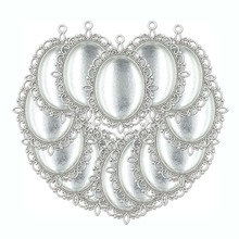 ZHUBI 30*40 MM Vidro Oval Cabochão Base de Configuração Em Branco Pingente Bandejas Moldura de Metal Para Diy Fazendo Encantos Jóias colares Atacado 2024 - compre barato