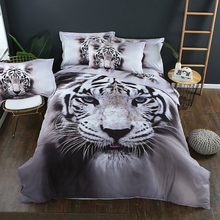Conjunto de fronhas de edredom em 3d, capa de travesseiro tamanho queen size tigre branco 2024 - compre barato