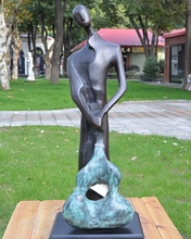 Músico violoncelo abstract Art Deco Escultura Menina Ocidental Bronze Estátua de Mármore L96 2024 - compre barato