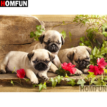 HOMFUN Full Square/Round Drill 5D DIY Diamond Painting "Dog flower" Embroidery Cross Stitch 5D Home Decor Gift A07697 2024 - buy cheap