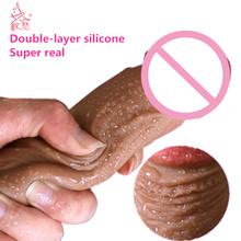 Super Soft Double-layer Silicone Dildo Realistic Dildo Male Artificial Penis Dick Female Masturbator Adult Sex Toys For Women 2024 - buy cheap