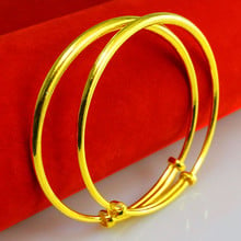 1 Pieces Solid Smooth Bangle Yellow Gold Filled Vintage Girls Womens Round Bracelet & Bangle Adjustable 2024 - buy cheap