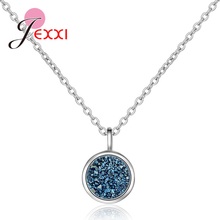 Collares de cristal plateado de ley S925 de alta calidad, joyería de Azul Pequeño, piedras de circonia cúbica, regalo de compromiso de boda y Día de San Valentín 2024 - compra barato