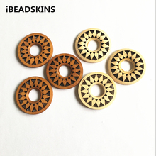 New arrival! 36mm 100pcs/lot Environmental Paint coin-shape Wood charm beads for jewelry DIY making( desgin as shown) 2024 - buy cheap