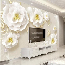 Papel de parede 3d personalizado, papel de parede 3d em relevo com flores em relevo, moderno, minimalista, fundo europeu de tv, papel de parede pintado 8d 2024 - compre barato