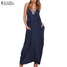 ZANZEA 2020 Summer Dress Women Dress Strapless Polka Dot Loose Long Maxi Dress Beachwear Casual Vestidos Plus Size XS-4XL 2024 - buy cheap