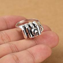 Винтажное кольцо в виде черепа из серебра 925 пробы, искусственное кольцо в стиле панк, мужское кольцо в виде черепа из серебра 925 пробы 2024 - купить недорого