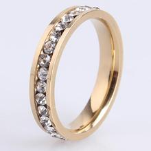 4 мм золотые пластины кристаллы в один ряд 316l нержавеющая сталь палец кольца для мужчин и женщин оптовая продажа 2024 - купить недорого
