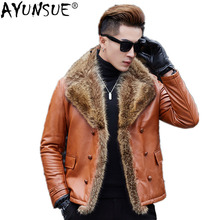 AYUNSUE Winter Jacket Men Genuine Sheepskin Leather Jacket 90% Duck Down Jacket Real Raccoon Fur Collar Coat Mens Clothing MY780 2024 - buy cheap