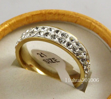 12 pcs Gold High quality Inner arc fashion Zircon Stainless steel RINGS jewelry lots Wholesale 2024 - купить недорого