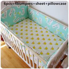 Promotion! 6PCS  Baby Bedding Set Crib Sabanas Cuna Ropa de cuna Boy Bumper Cradle Cot Linen ,(bumpers+sheet+pillow cover) 2024 - buy cheap
