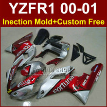 Piezas de reparación de carrocería para YAMAHA, carenados de plástico ABS, Plata roja, Fortuna, YZFR1 2000 2001 yzf 1000 YZF R1 00 01 + 7 regalos 2024 - compra barato