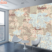 ShineHome-Panel de pared grande personalizado para sala de estar 3 d, papel tapiz para habitación, periódico antiguo Vintage, cubierta de papel de pared para el hogar 2024 - compra barato