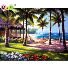 New sea coconut trees 3d DIY Diamond Embroidery scenery Mosaic Diamond pattern Cross Stitch Rhinestones home decor Painting 2024 - buy cheap